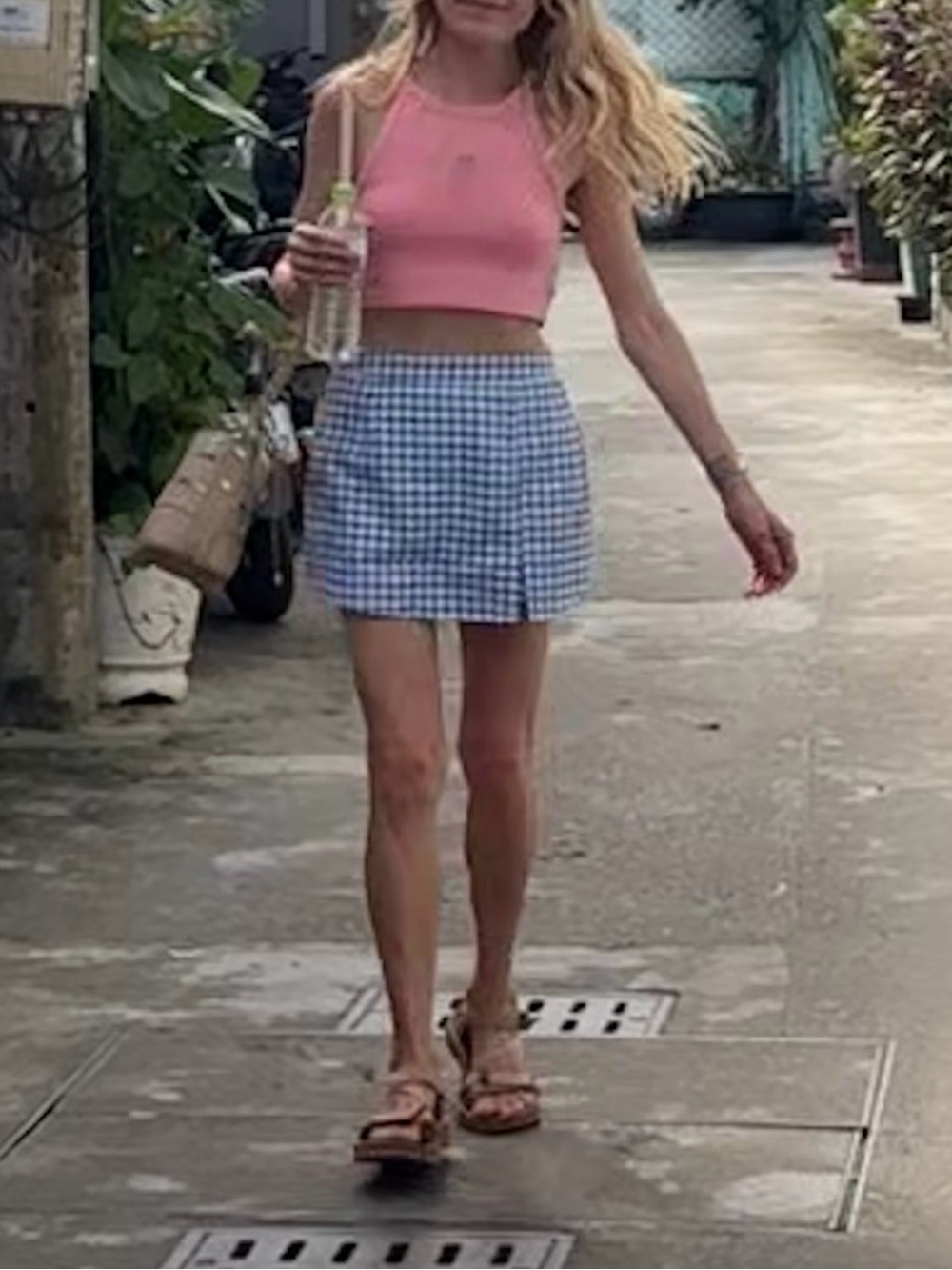 High-Waist Blue Gingham Mini Skirt - Women's Summer Skirt